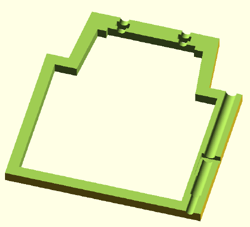 Cross-section of the main adapter body in OpenSCAD, showing the channel for the pen cartridge and the spring