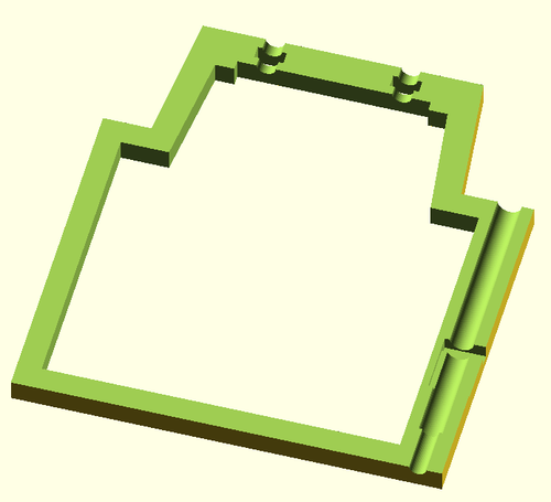 Cross-section of the main adapter body in OpenSCAD, showing the channel for the pen cartridge and the spring